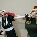 Double Knockout Chun Li versus Cammy Cosplay girls Double Knockout Chun Li versus Cammy Cosplay girls